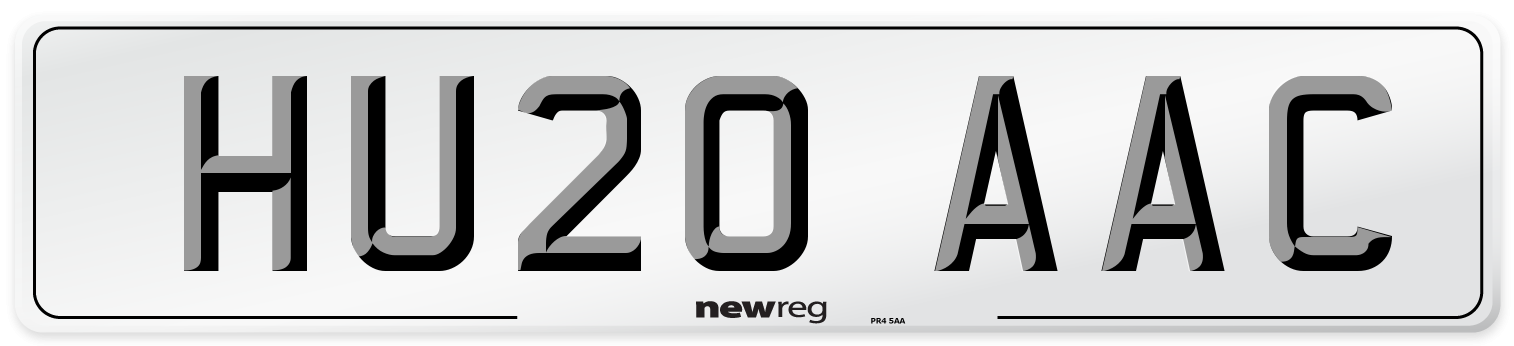 HU20 AAC Number Plate from New Reg